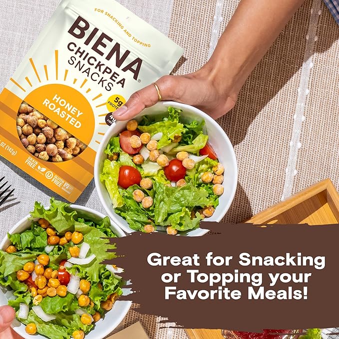 BIENA Chickpea Snacks - Crunchy Roasted Chickpeas - High Fiber Protein Snacks for Adults and Kids