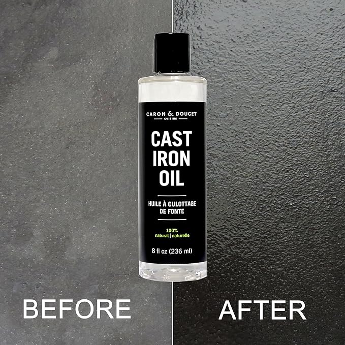 CARON & DOUCET - Cast Iron Seasoning & Cleaning Oil | 100% Plant-Based & Food Grade! | Best for