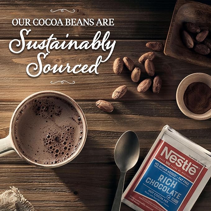 Nestle Hot Chocolate Packets, Hot Cocoa Mix, No Sugar Added and Fat Free, Bulk Pack, 0.28 oz Packet