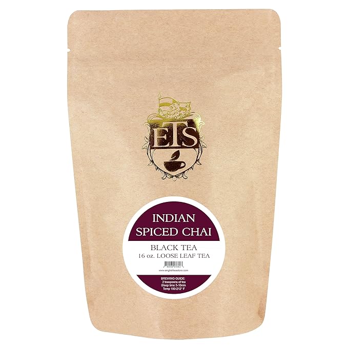Indian Spiced Chai Tea Pouches - 4oz | Loose Leaf Black Tea with Traditional Indian Spices | Bold