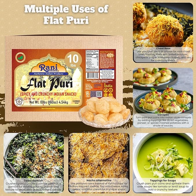 Rani Pani Puri Coins 160oz (10lbs) 4.54kg 1650-1660 Coins Bulk Box ~ Uncooked, Microwaveable wheat