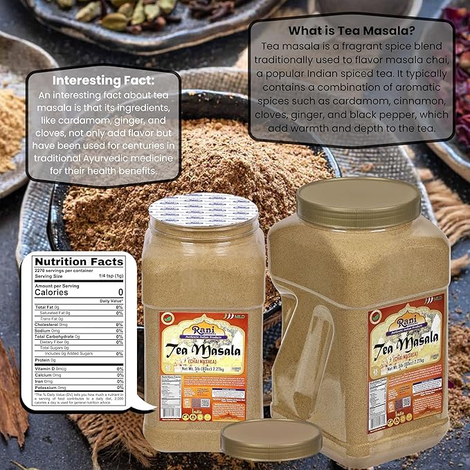Rani Tea (Chai) Masala Indian Spice Blend 80oz (5lbs) 2.27kg Bulk PET Jar ~ All Natural | Vegan |