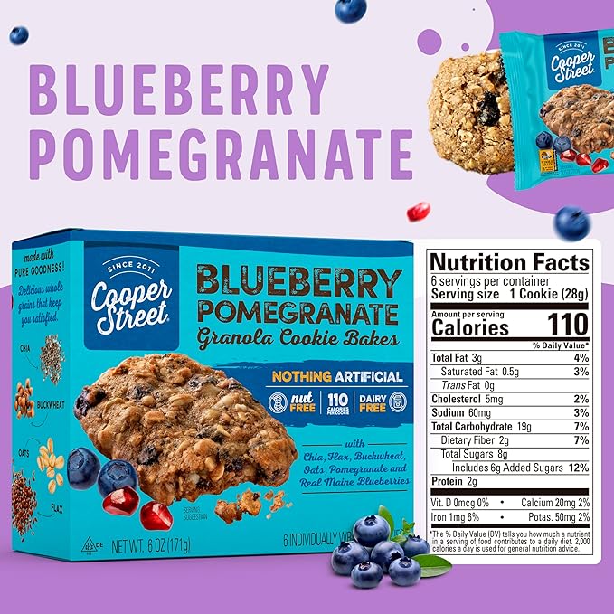 Cooper Street Granola Bakes in Delicious Blueberry Pomegranate Flavor | Healthy Chewy Granola Bars
