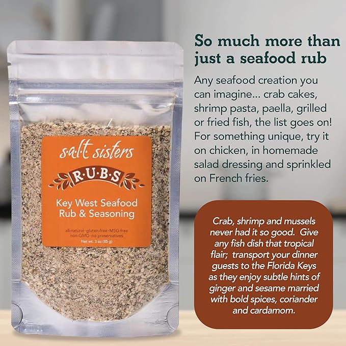 s.a.l.t. sisters Key West Seafood Rub & Seasoning | All-Natural, Gluten Free, MSG Free, Non-GMO |