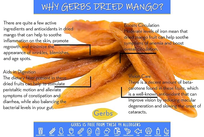 Gerbs Sweetened Dried Mango Slices 4 lbs. | Unsulfured, No Additives, Resealable Bag | Naturally