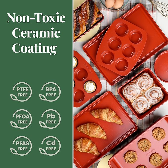Larder & Vine 8-Piece Bakeware Set | Non-Stick Baking Set with Ceramic Finish | PFAS, PFOA, PTFE