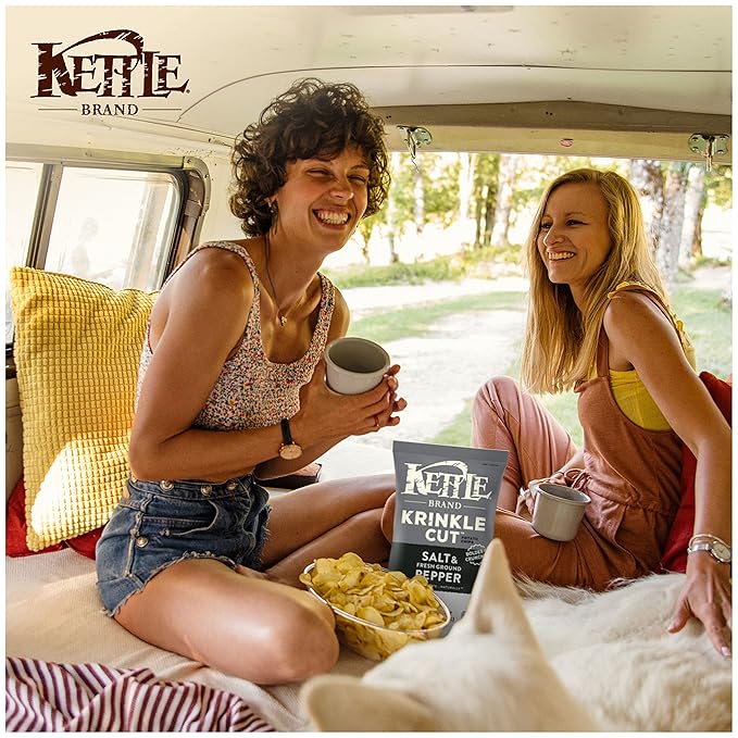 Kettle Brand Krinkle Cut Salt and Fresh Ground Pepper Kettle Potato Chips, Gluten-Free, Non-GMO