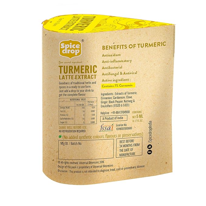 Spice Drop Turmeric Tea Latte Extract | Healthy Mix Immunity Drink | Made With Turmeric, Black