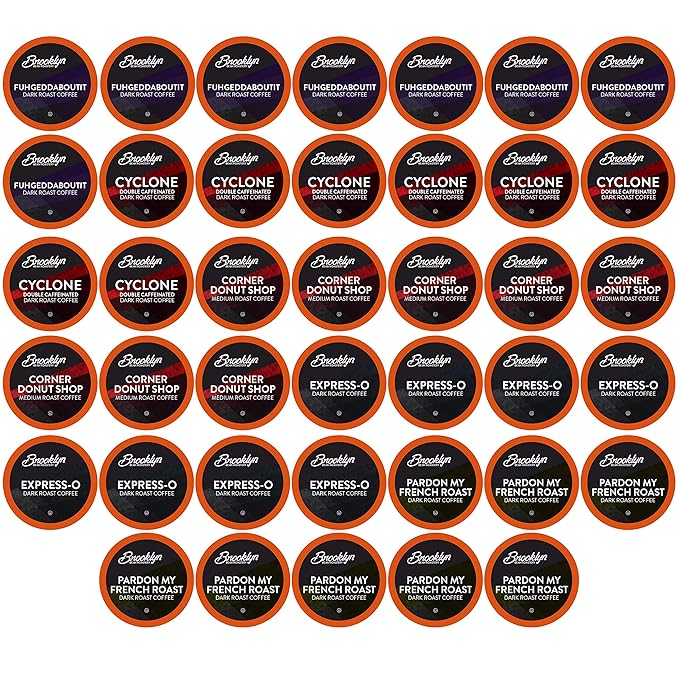 Brooklyn Beans Coffee Pods, Bold Gourmet Variety Pack - Compatible with Keurig 2.0 K Cup Brewers