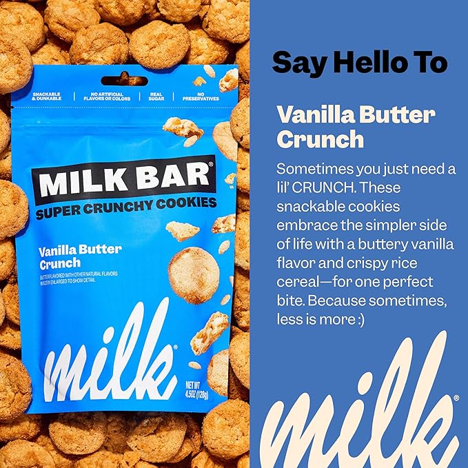 MILK BAR Crunchies | Crunchy Bite Sized Cookies With No Artificial Flavors or Preservatives | Pack