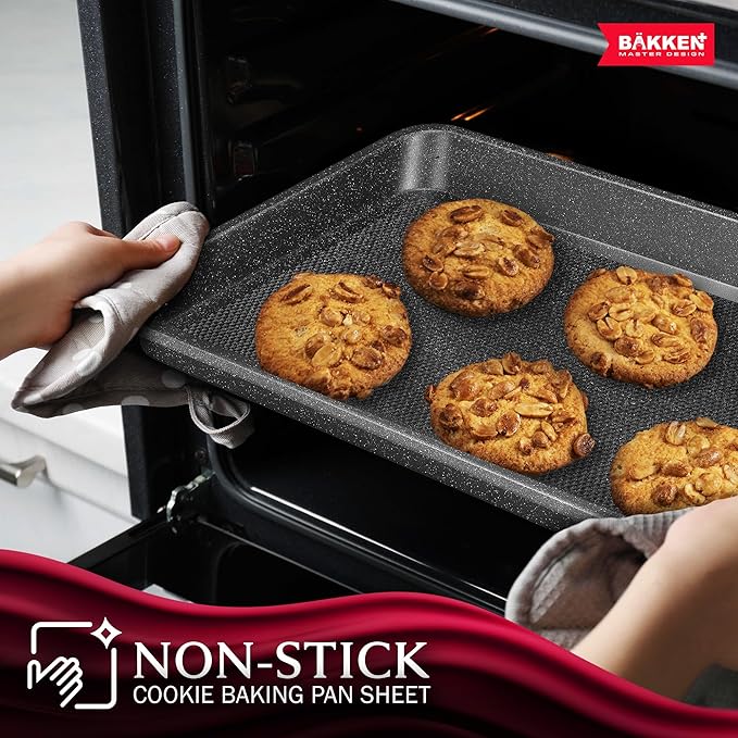 BAKKEN Kitchen Baking Pans - Nonstick Gray Coating, 13.58’’ × 9.65’’ Commercial Grade Carbon Steel