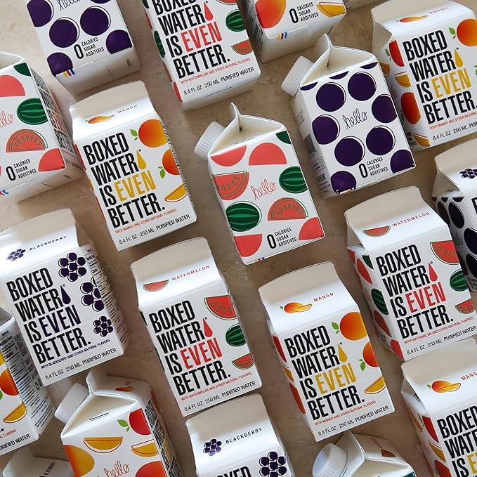 Boxed Water 8.5 oz. (24 Pack) ??Blackberry in Boxes, BPA-Free, Refillable Cartons, Sustainable