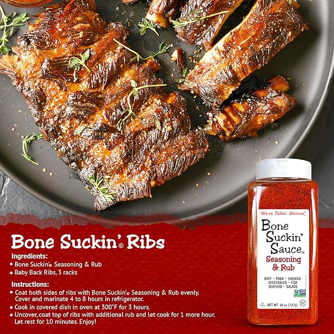 Bone Suckin' Sauce Bulk Seasoning & Rub - Brown Sugar, Garlic, Onion, Spices - Non-GMO