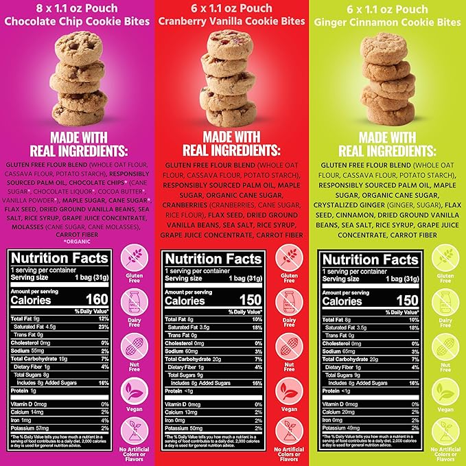Every Body Eat Crunchy Cookie Bites, Gluten & Dairy Free, Vegan, School Safe Lunch Snacks, Single