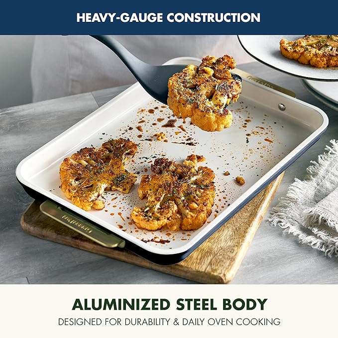 GreenPan Bakeware 13" x 9" Quarter Sheet Pan, Ceramic Nonstick Baking Pan, PFAS & BPA Free, Gold