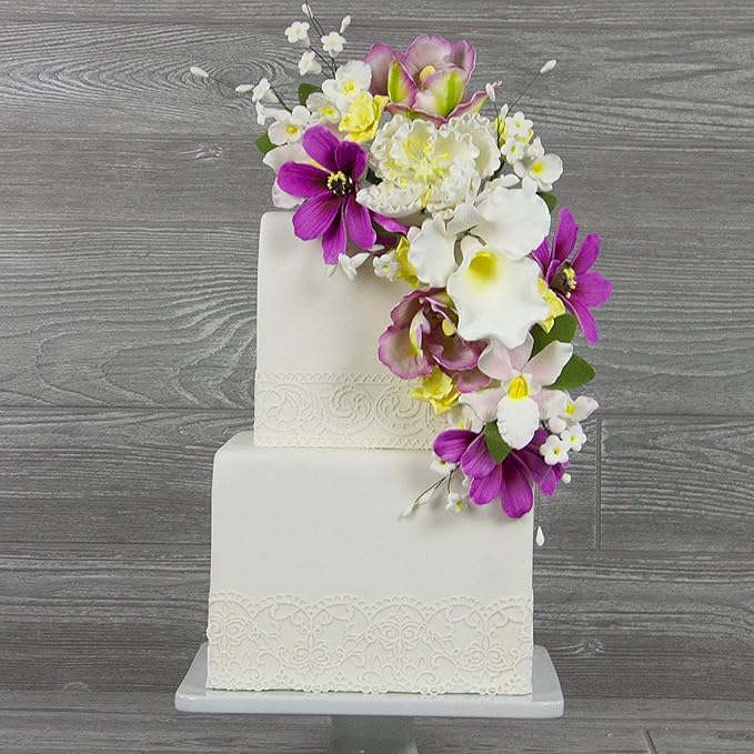 Global Sugar Art Cymbidium Orchid Sugar Cake Flowers Spray, White, 1 Count by Chef Alan Tetreault