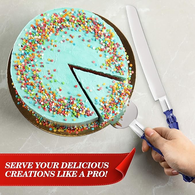 Cake Knife and Server Set, Cake Cutter and Pie Spatula, Cake Server and Knife Set with Acrylic