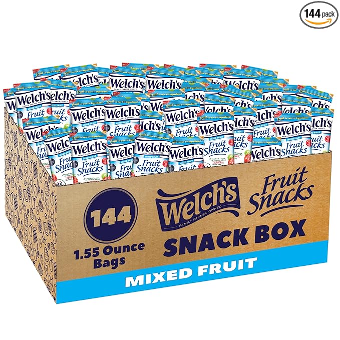 Welch's Fruit Snacks, Mixed Fruit, Great for School Lunches, Bulk Pack, Individual Single Serve