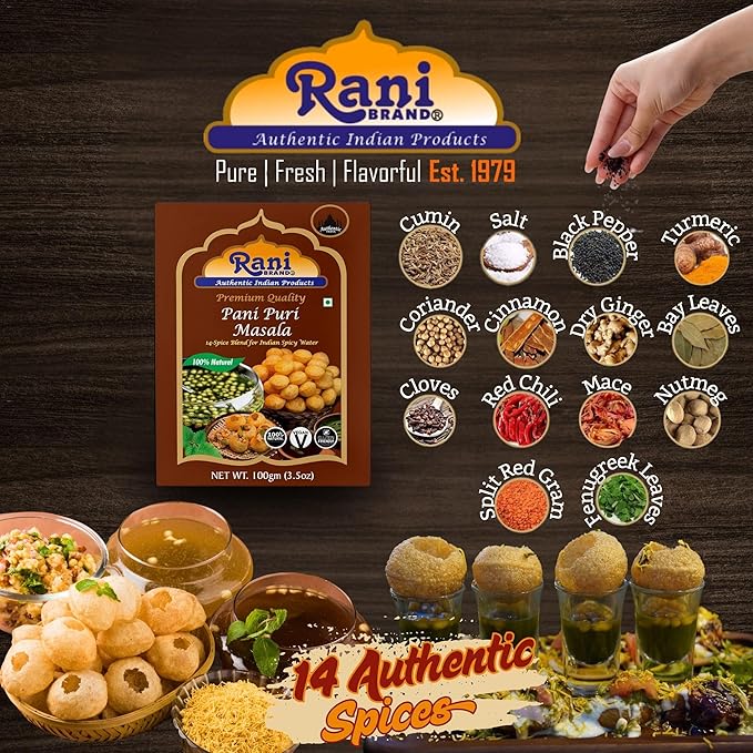 Rani Pani Puri Masala (14-Spice Blend for Indian Spicy Water) 3.5oz (100g) ~ All Natural | Vegan |