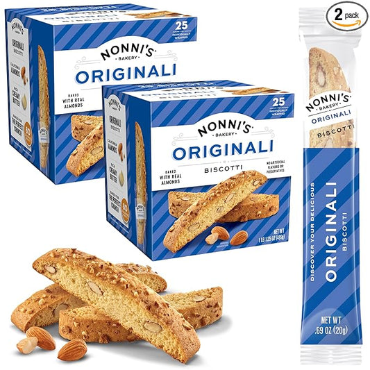 Nonni's Originali Classic Almond Biscotti Cookies ??Individually Wrapped Italian Coffee Snack