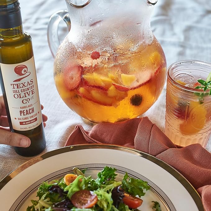 Peach Balsamic Vinegar - Gourmet Barrel Aged Infused Balsamic Vinegar - Great for Dressing Dipping