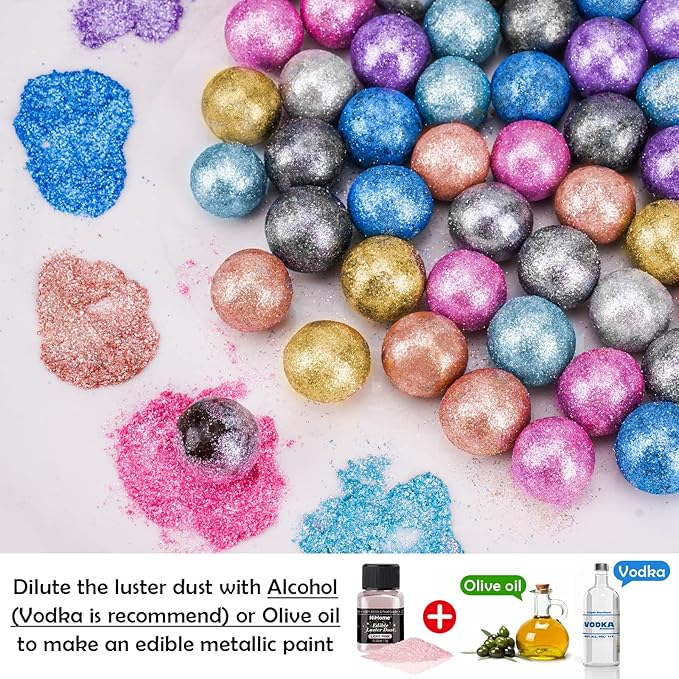 NiHome Edible Food-Grade Glimmer Powder Glitter Luster Dust Metallic Food Decorating Sprinkle