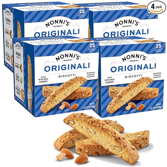 Nonni's Originali Classic Almond Biscotti Cookies ??Individually Wrapped Italian Coffee Snack