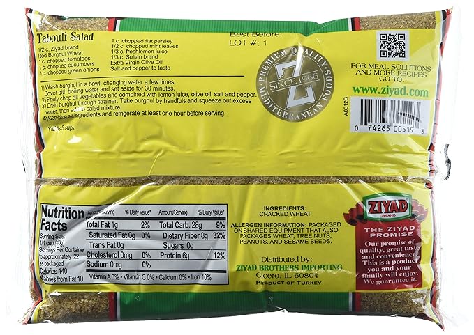 Ziyad Red Wheat Bulgur ??Fiber-Rich Whole Grain, Nutty Flavor & Chewy Texture ??Ideal for