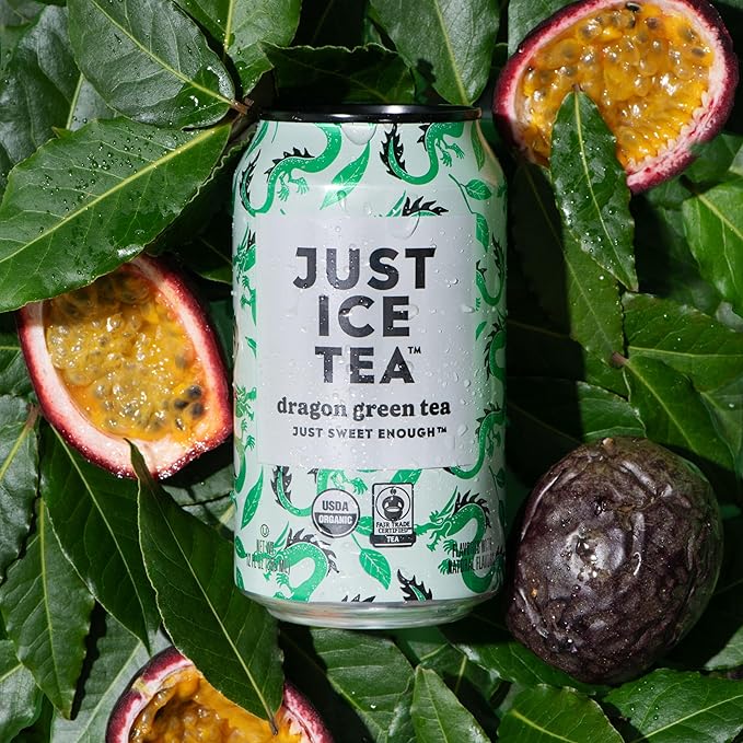Just Ice Tea, Dragon Green Iced Tea, 12-Pack (12oz Cans), Green Tea, USDA Certified Organic, Real
