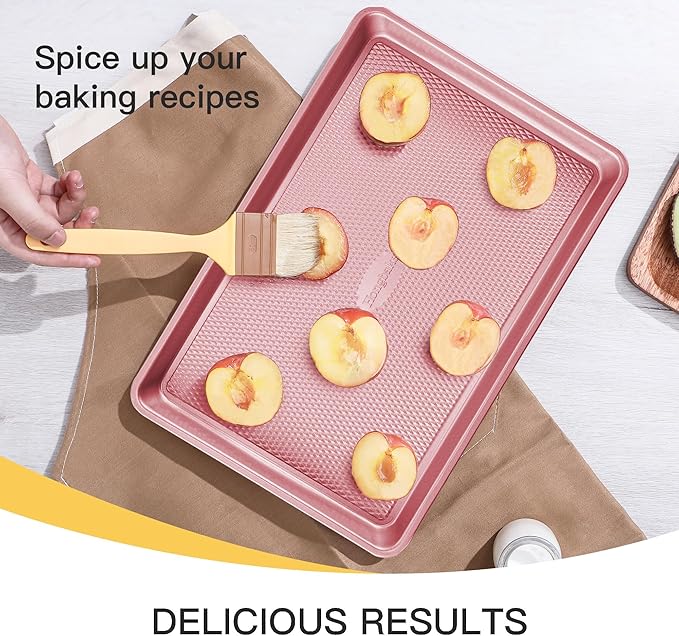 HONGBAKE Baking Sheet Pan Set, Cookie Sheets for Oven, Nonstick Half/Quarter/Jelly Roll Pans with