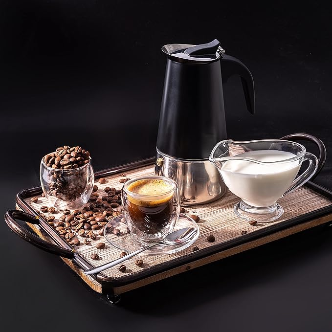 Mixpresso Black 9 Cup Greca Stovetop Espresso Pot 450ml/15oz, Moka Pot with Coffee Percolator