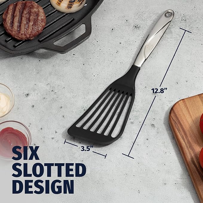 Zulay Kitchen Premium Fish Spatula Stainless Steel - Slotted, Non-Stick & Easy to Clean Fish Turner