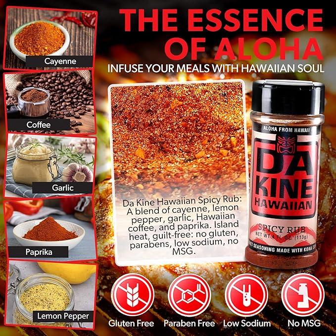 Da Kine Hawaiian Premium BBQ Dry Rub Seasoning - Authentic BBQ Seasoning Blend, Perfect Gourmet Rub