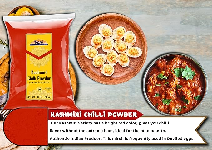 Rani Kashmiri Chilli Powder (Deggi Mirch, Low Heat) Ground Indian Spice 28oz (800g) ~ All Natural
