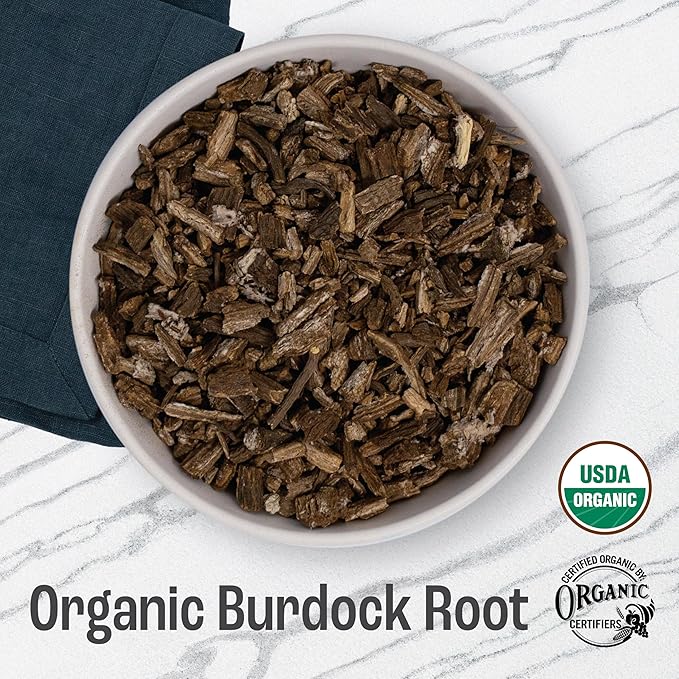 J Mac Botanicals, Organic Burdock Root Tea (16 oz), Certified USDA Organic Burdock Root herb, fresh