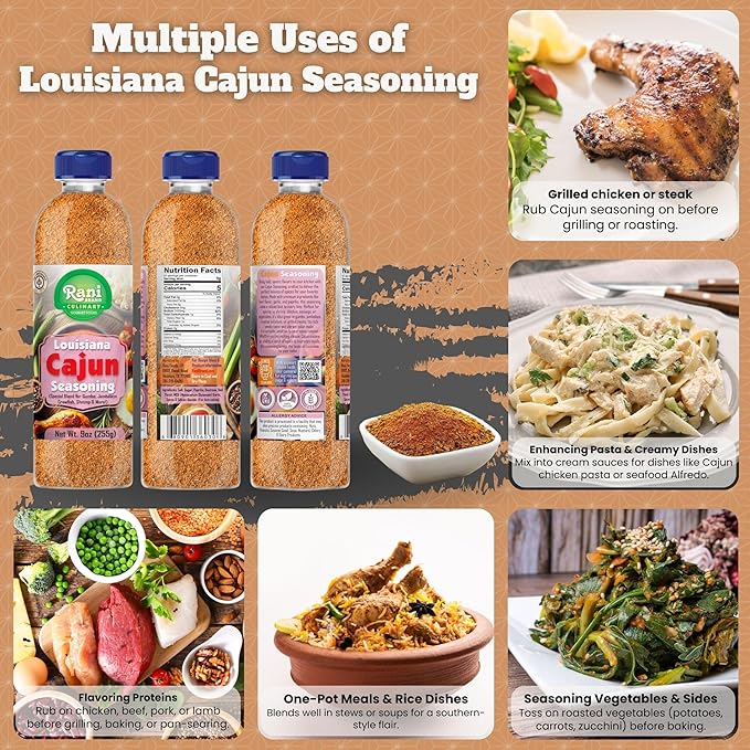 Rani Louisiana Cajun Seasoning (Special Blend for Soup or Gravies) 9oz (255g) PET Jar ~ All Natural