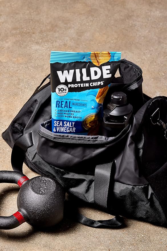 Sea Salt and Vinegar Protein Chips by Wilde Chips, Thin and Crispy, High Protein, Keto Friendly