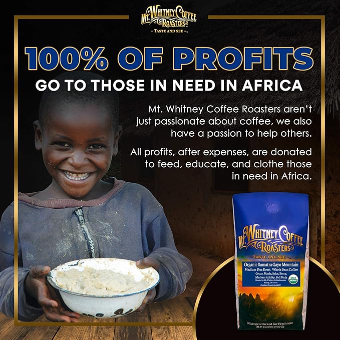 Mt. Whitney Organic Gayo Mountain Sumatra, Medium Dark Roast, Low Acid Coffee (Whole Bean, 2 Lb)