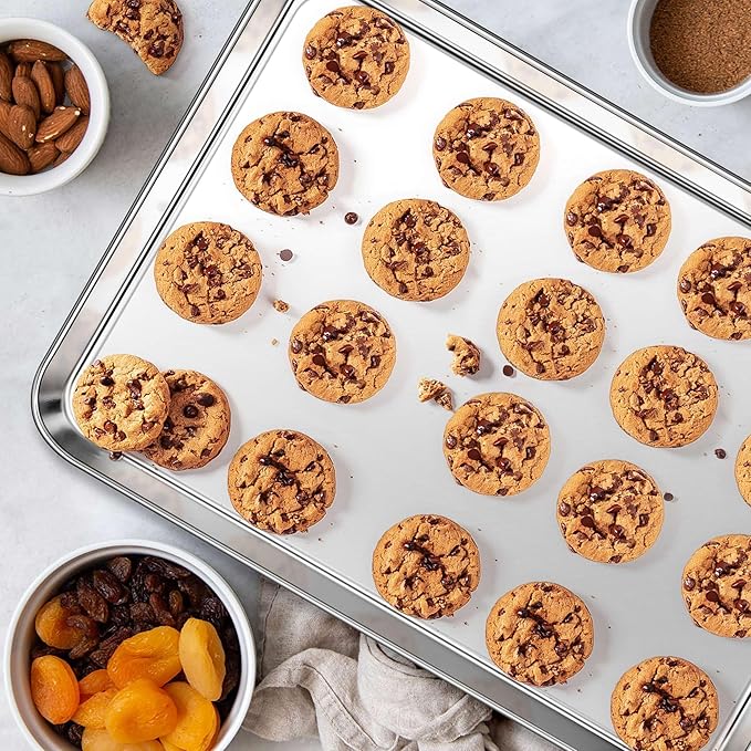 Homikit 1 Pack Baking Sheet Pan, 16” x 12” Stainless Steel Cookie Pan Tray Set for Oven, Metal
