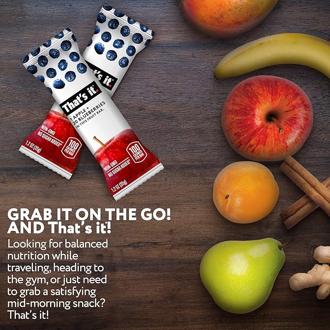 That's it. Apple + Blueberry 100% Natural Real Fruit Bar, Best High Fiber Vegan, Gluten Free