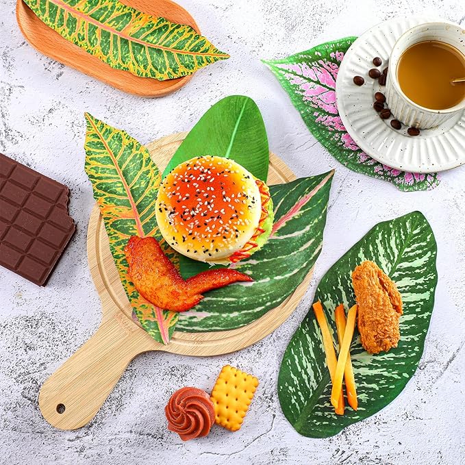 Kisston 50 Pcs Charcuterie Board Parchment Paper Tropical Leaves 8.7 Inch Paper Leaves for Cheese
