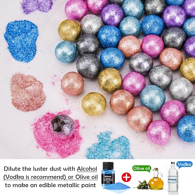 NiHome Edible Food-Grade Glimmer Powder Glitter Luster Dust Metallic Food Decorating Sprinkle