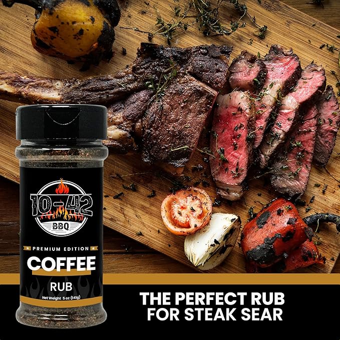 10-42 Steak Seasoning Gift Set - 3 Premium Flavors : All Purpose, Steak, Coffee Rub | Gourmet Meat