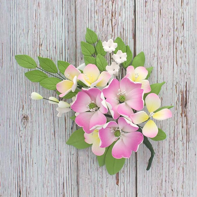 Global Sugar Art Impatiens Sugar Cake Flowers Spray, Pink, 1 Count by Chef Alan Tetreault