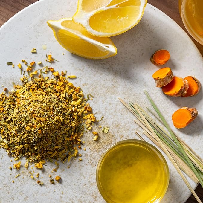 Rishi Tea Turmeric Ginger Herbal Tea - Organic Loose Leaf, Caffeine Free Ayurvedic Digestive Blend