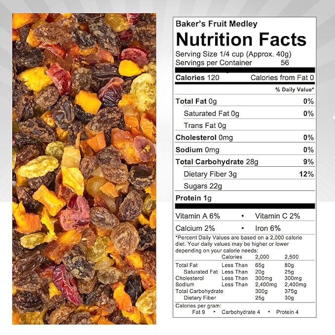 Traina Home Grown Sun Dried Baker?셲 Fruit Medley - Diced Peaches, Cranberries, Apricots, Pears