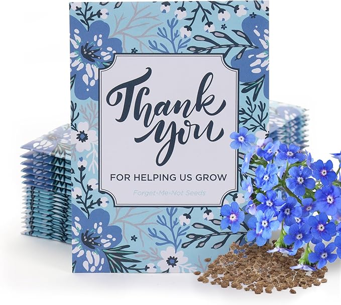 Bentley Seed Co. Thank You Packet - Help Us Grow Forget Me Not - 25 Seed Packets - Perfect