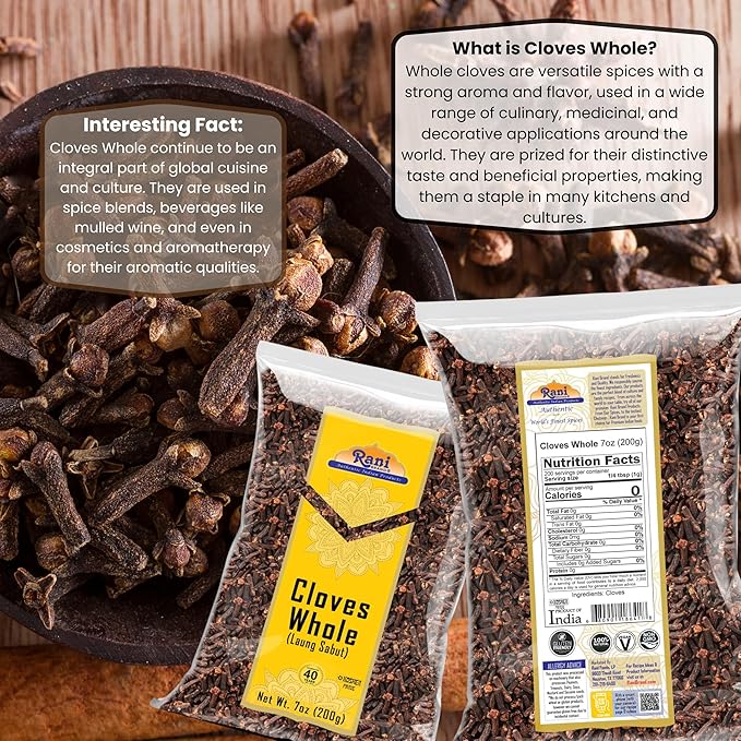 Rani Cloves Whole (Laung) 7oz (200g) Great for Food, Tea, Pomander Balls and Potpourri, Hand
