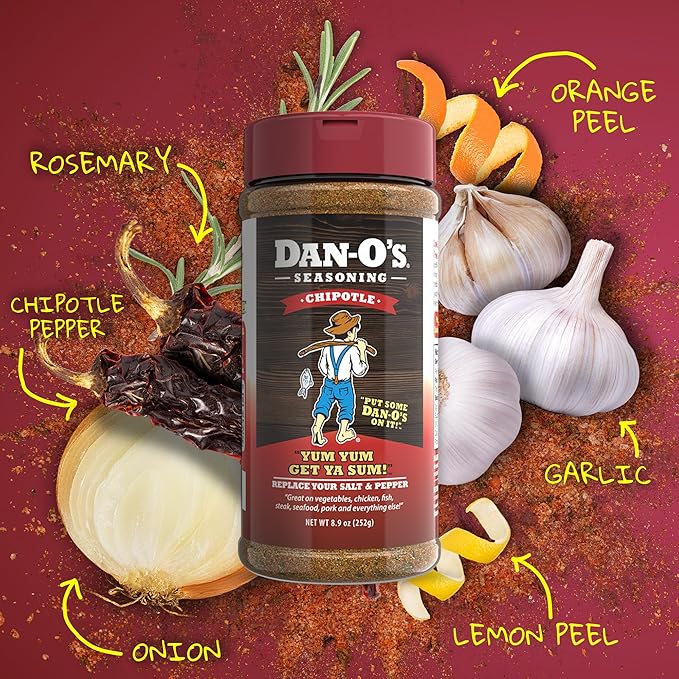 Dan-O's Chipotle Seasoning, 8.9 oz Bottle, All Purpose Seasoning for Chicken Wings, Pork, Brisket