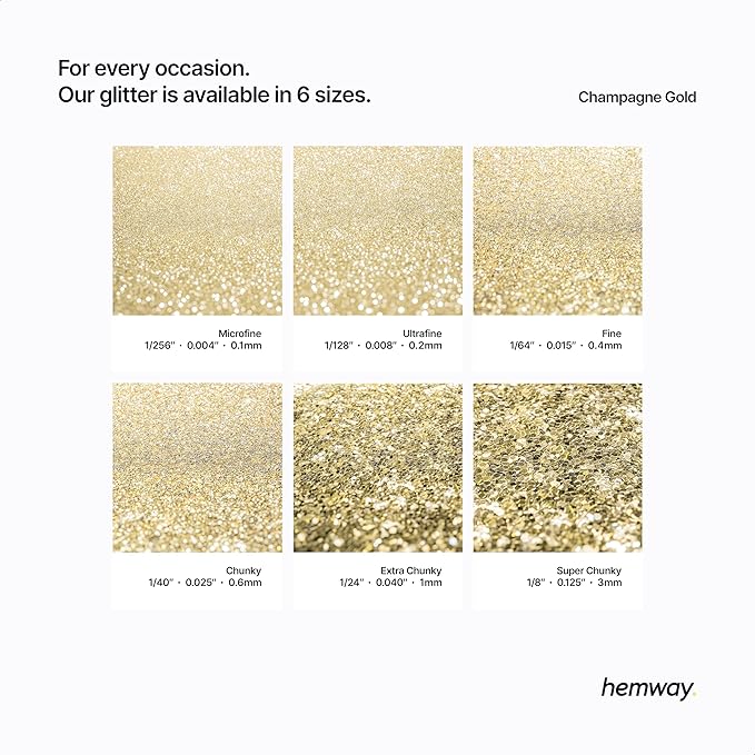 Hemway Premium Glitter Shaker - Champagne Gold | 130g Ultrafine Metallic Flake Sequins for Resin &